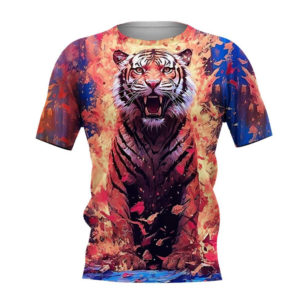 Oversized Men's T-Shirt 3d Tiger Print Tees Tops Summer Casual Mens Animal Pattern T Shirt O-Neck Fashion Clothes Prints T-Shirt