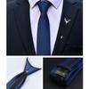Solid Color Black Zipper Neck Tie Pre-Tied Classic Design Lightweight Comfortable Formal Party Business Men Neck Tie