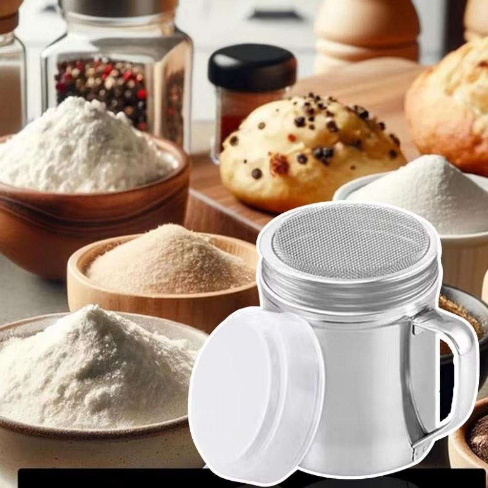 With Handle Powdered Sugar Shake Duster Stainless Steel Cinnamon Shake Sifter Flour Sifter Soda