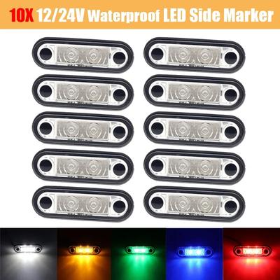 10pcs 12/24V Waterproof LED Side Marker Lights Clearance Rear Tail Brake Indicator Turn Signal Lamps Truck Trailer Tractor Van
