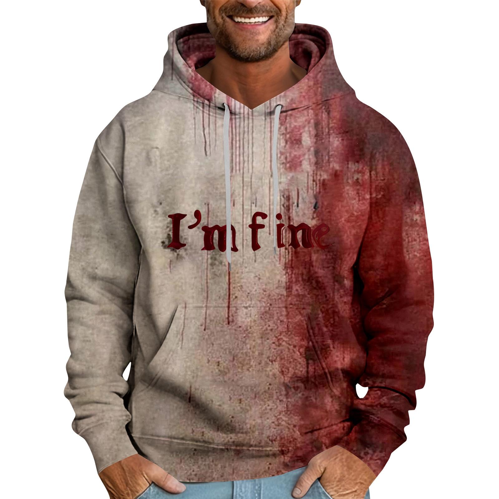 

Мужская толстовка с капюшоном свободного кроя с принтом «Кровавый Хэллоуин» L