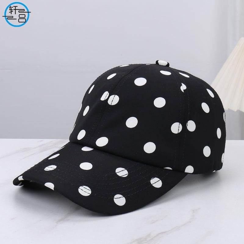 Polka Dot Baseball Cap Spring and Summer Big Head Circumference Shows a Small Face, Fashionable and Versatile Sunshade Cap, Small Fragrant Style Baseb