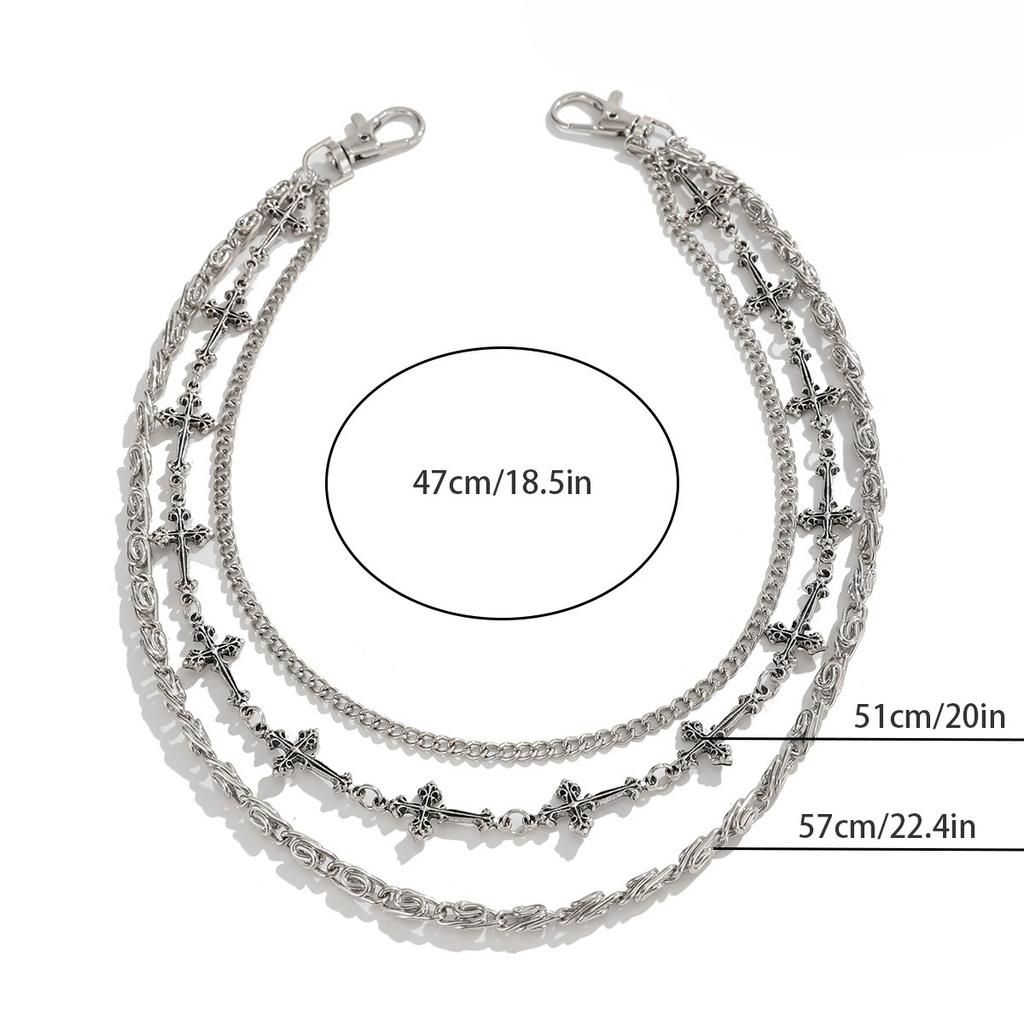 European and American Retro Cross Trouser Chain Punk Hip Hop Men's Street Jeans Decorative Waist Chain Matching