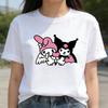 2026 New My Melody  Kuromi Angel Devil Heart Cartoon Print Tshirt Family Matching Outfits Casual Short Sleeve Tee Women Unisexs