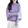 Women's One-Shoulder Batwing Sleeve Knit Sweater - Loose Fit, Lazy Design, Split Hem, Wool Blend for Autumn/Winter