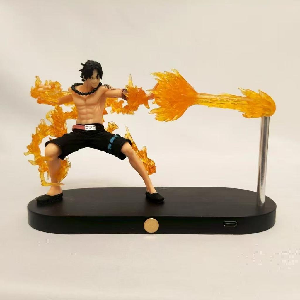 Anime One Piece Luffy Ace Action Model LED Night Lamp Figuras Table Light Bedroom Plaything Ornamental Presents