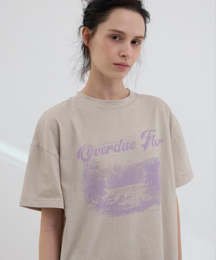 Obeodyupeulleeo New Vintage Printing T-Shirt_Glitter Beige