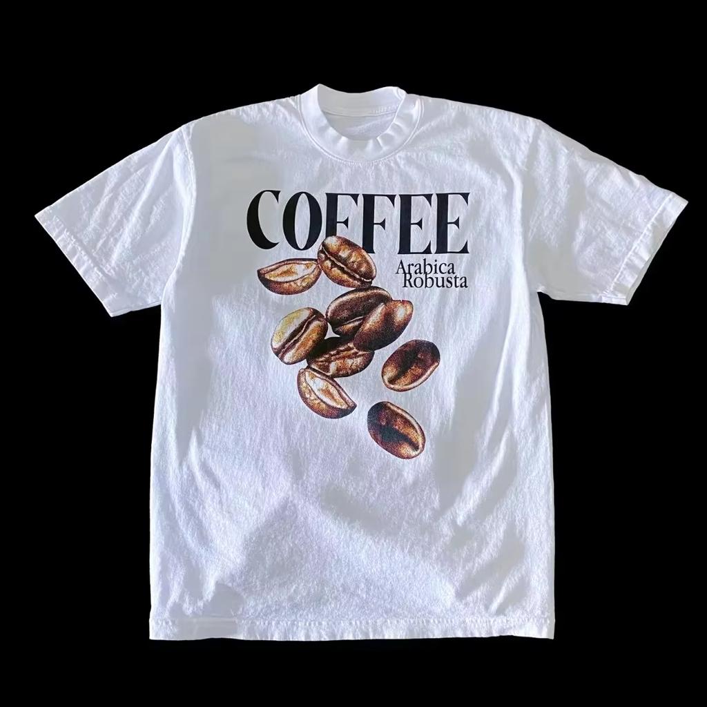 2025 Autumn and Winter Heavy Cotton Trendy Brand Round Neck Interesting Graphic Printing T-shirt Men's and Women's Loose T-shirt