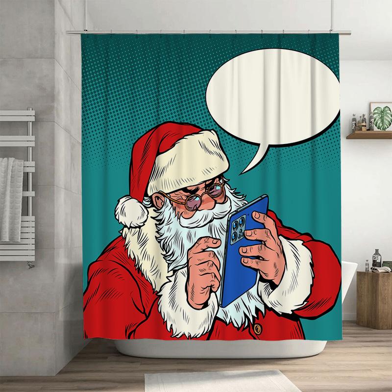 

Tu Santa Claus Shower Curtain Festive Christmas Bathroom Decor Holiday Pattern Waterproof Fabric Modern Style Home Gift Idea Tre W60H190(CM)-1 Pcs