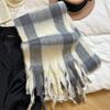 Checkered Winter Cashmere Scarves Korean Style Women Shawl Casual Wool Tassel Scarf  Autumn