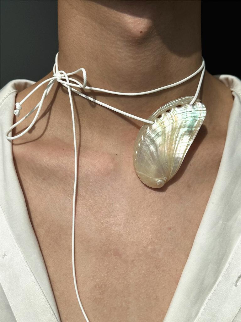 Overdreven Natuurlijke Schelp Sleutelbeen Ketting Bedel Ketting Touw Ketting Y2K Zomer Strand Vakantie Bedels Sieraden Voor Vrouwen