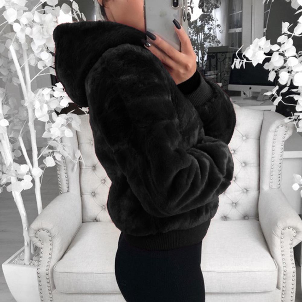 Cross-border Foreign Trade Amazon European and American Women's Clothing 2020 Autumn and Winter Imitation Mink Fox Hair Hooded Fur Jacket Women