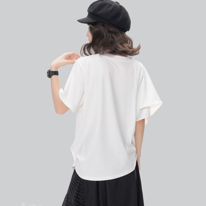 Short Sleeve Oversized Black Patchwork Casual Loose Summer Tee T Shirt Women T-shirt Top