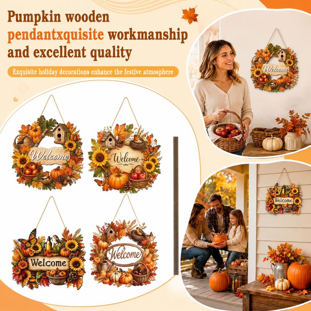 Wooden Pumpkin Hanging Ornament for Festival Fall Home Decor