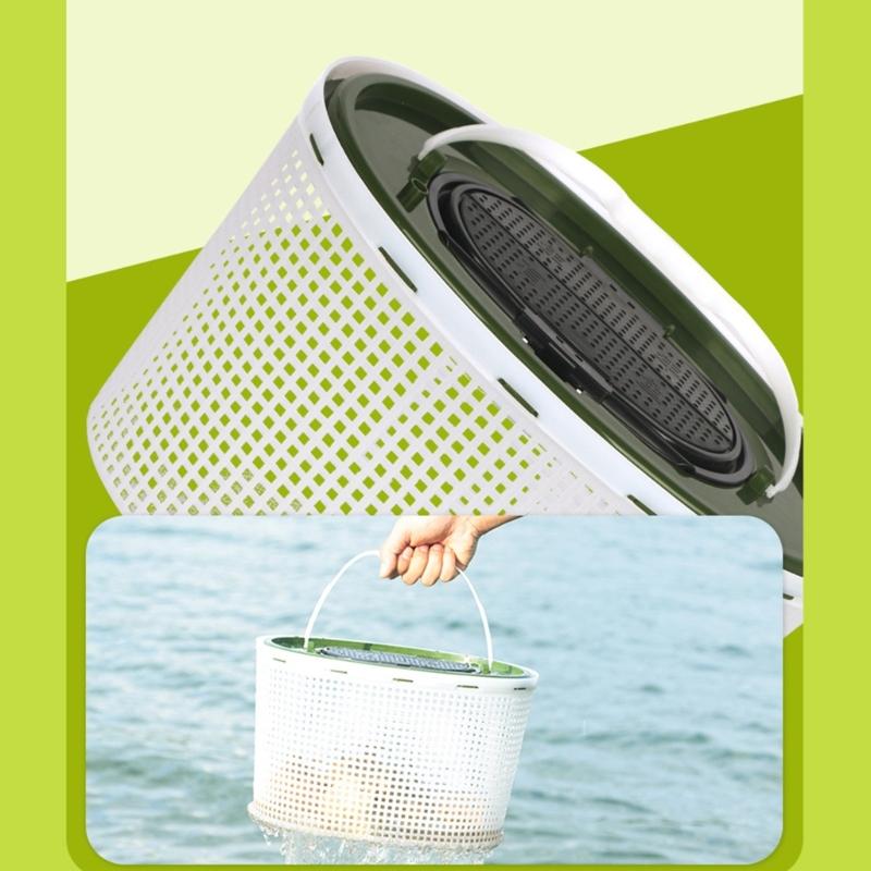 Carps Fishing Bucket Breathable Meshes Live Fish Box With Separate Handle Double Layers Permeable Grid Live Fish Bucket