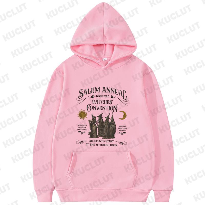 Salem Witch Hoodies for Women Vintage Funny Halloween Sweatshirts Long Sleeve Trendy Spooky Season Graphic Hoodies Retro Hoody