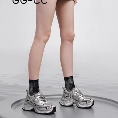 Frühling neue Plattform Dad Schuhe Damen silberne Sneaker