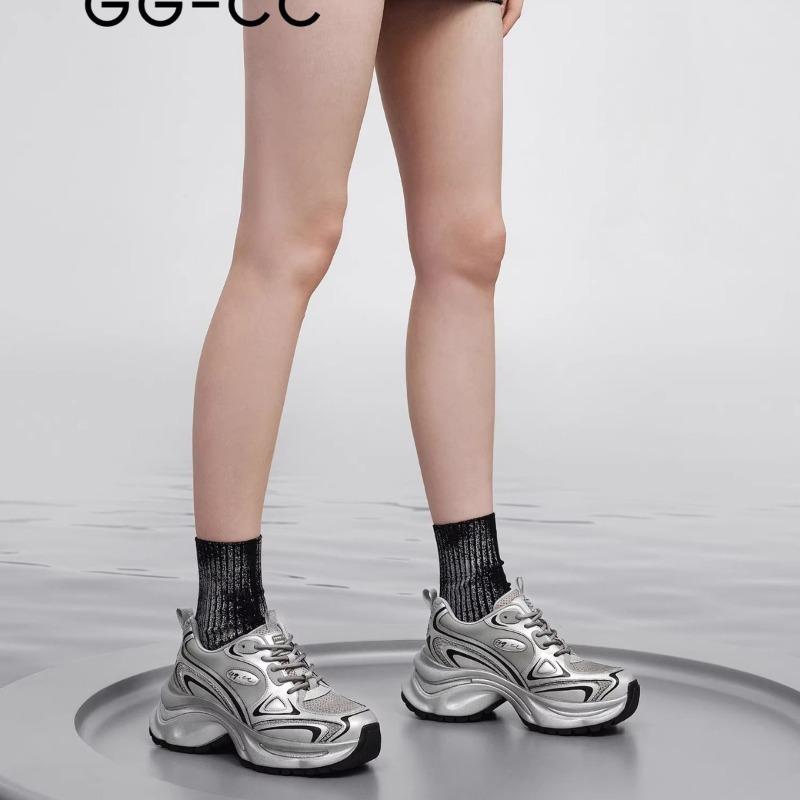 Spring new platform dad shoes women's silver sneakers