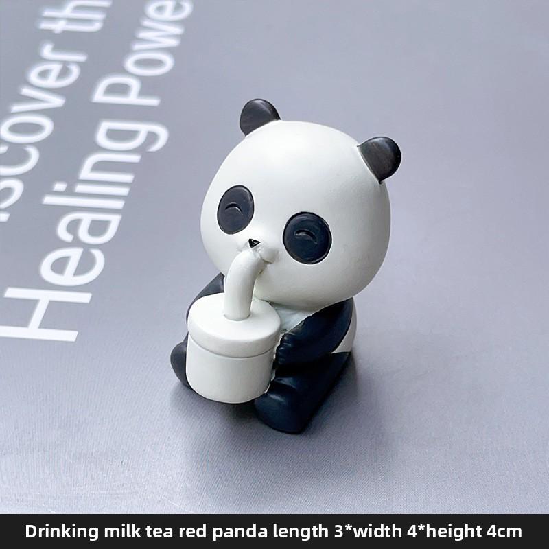 Little Panda Handmade Figurine, Cute Cake for Car Decoration, Tabletop Resin Small Handicraft, Small Animal Toy