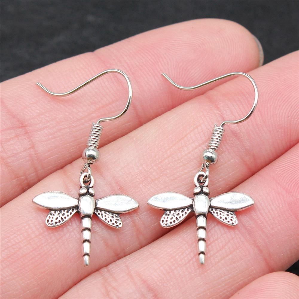 Hängeohrring Libelle Schmetterling Vintage Schmuckzubehör Ohrringgröße 18x19mm QE009