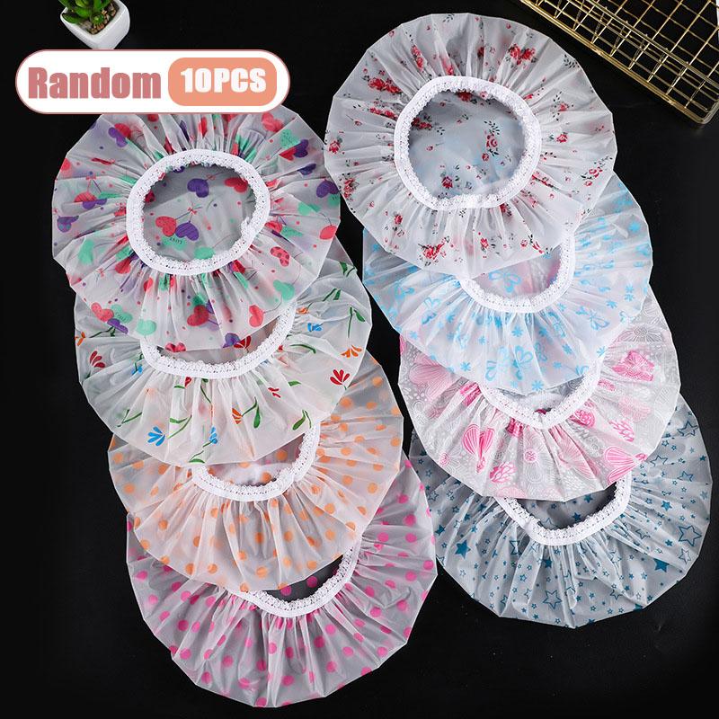 1-40PCS EVA Rustic Waterproof Shower Cap Thickened Matte Finish Random Design Makeup Protector Bathroom Accessories