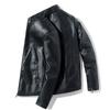 Spring and autumn men's leather jacket men's fashion stand-up collar casual leather jacket one piece pu velvet