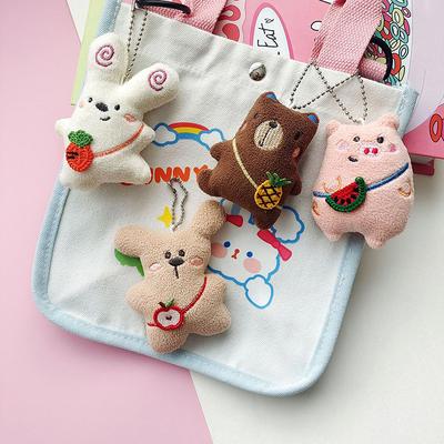 Mochila de Pelúcia Desenho Animado Pequeno Animal Coelho Urso Chaveiro Fofo Pingente de Mochila de Pelúcia Acessórios de Decoração para Bolsa Presentes