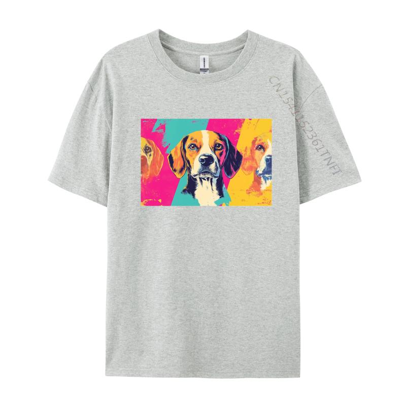 Beagle Art Tshirt Art Style Pet Companion Printed Animated Tshirt Top Tshirts for Men Graphic Tee Cotton