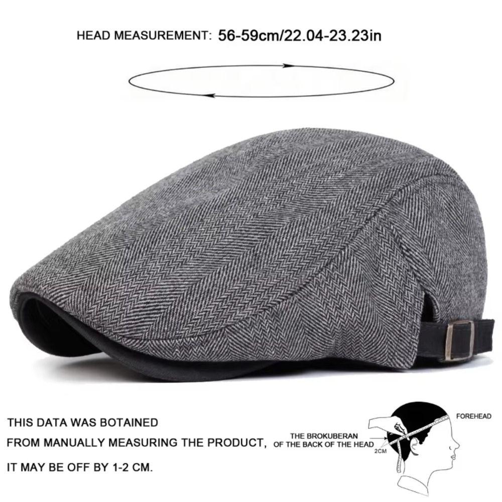 Retro Adjustable Newsboy Caps Grid Design Herringbone Pattern Berets British Style Painters Hats Men Fashion