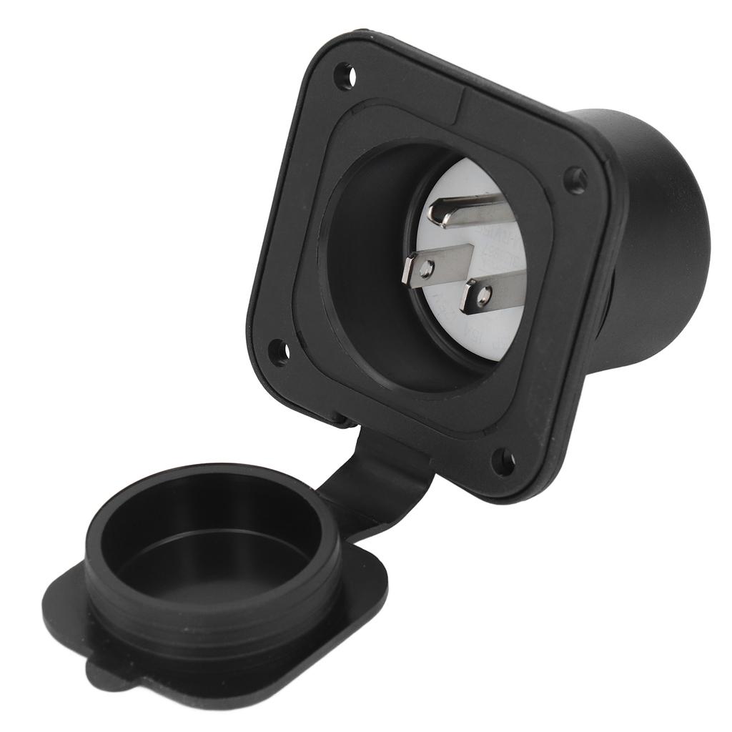 2-poliger 3-adriger Flansch-Stromeingang, gerade Flachsteckhülse mit wasserdichter Abdeckung, 15 A, 125 V