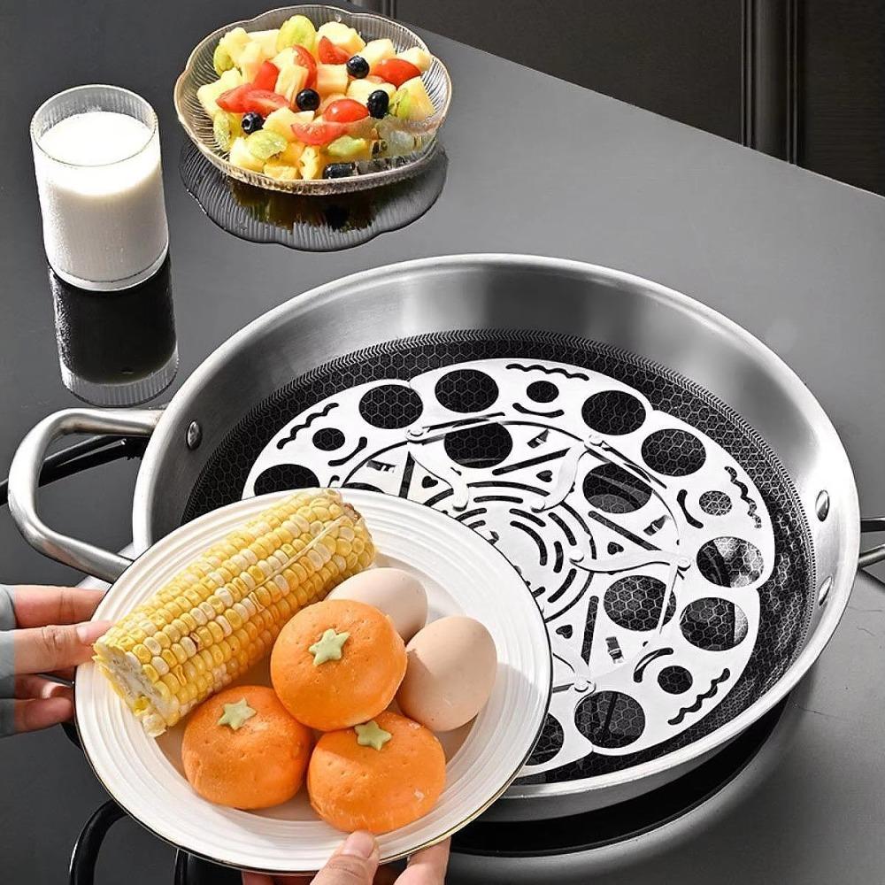 Removable Handle Rotating Scalable Steamer Foldable Steaming Rack Durable Steaming Basket  Dumpling
