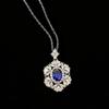 Luxury Jewelry Imitation Sri Lankan Sapphire Necklace Full Diamond High Carbon Diamond Treasure Pendant Collarbone Chain