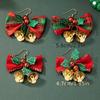 Christmas fresh, sweet, cute, creative linen, mini bow, bell, earring, women's accessory