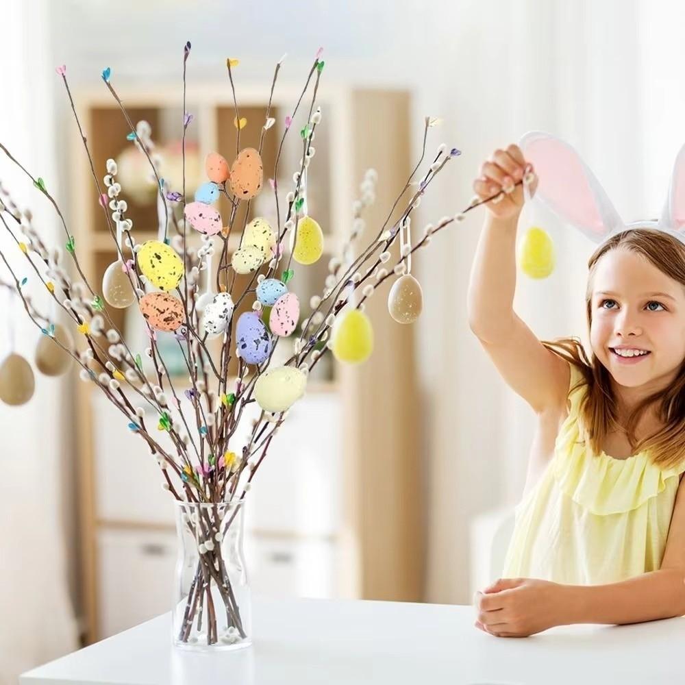 Colorful Foam Eggs Berry Branch Plastic Fake Plants Easter Egg Artificial Flower  Room Vase Inserts