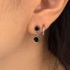Glory_Arden Black Circle Small Drop Earrings / Ghme-153