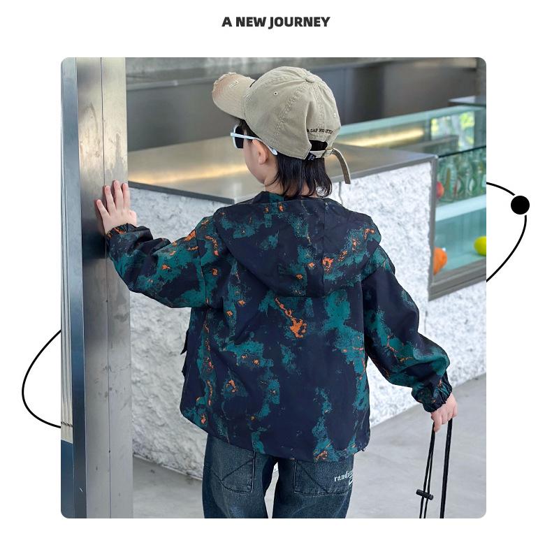 Toddler Boys' Streetwear Hooded Jacket - Spring/Autumn 2025 Trendy Windbreaker