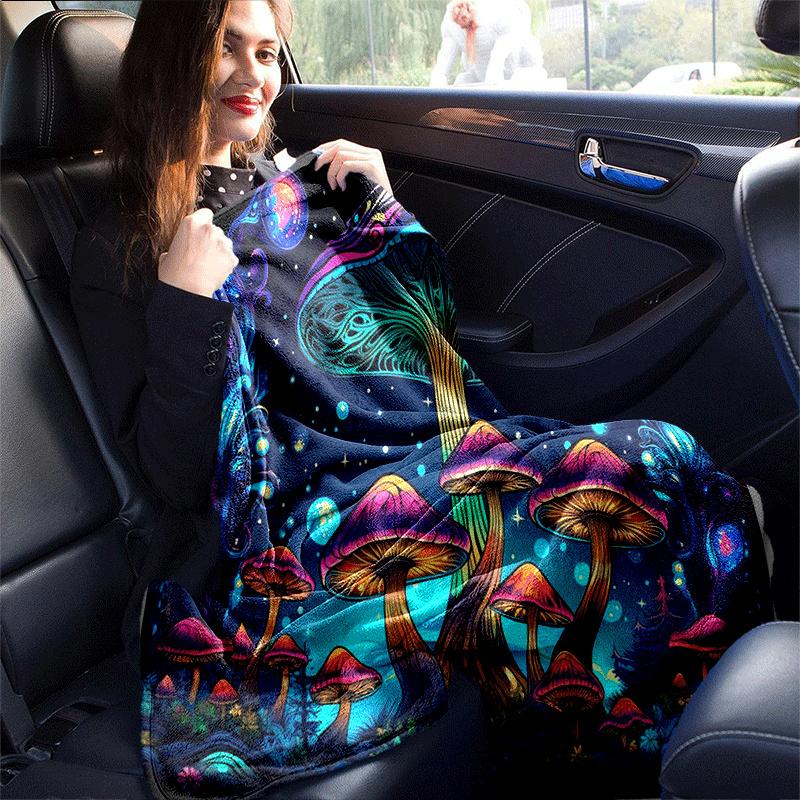 1pc Mushroom Printing Lightweight Flannel Blanket, Comfortable and Warm Blanket, for Camping Sofa Bed and Couch Office, Gift