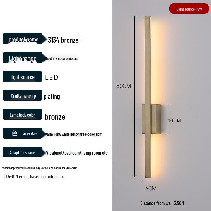 2025 Minimalist Long Strip Wall Lamp for Bedroom, Living Room, Staircase, or TV Background