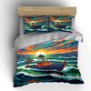 Boats on colorful waves. Bedding sets Duvet cover sets Duvet covers Pillowcases(1*Duvet Cover 2*Pillowcases without duvet insert)