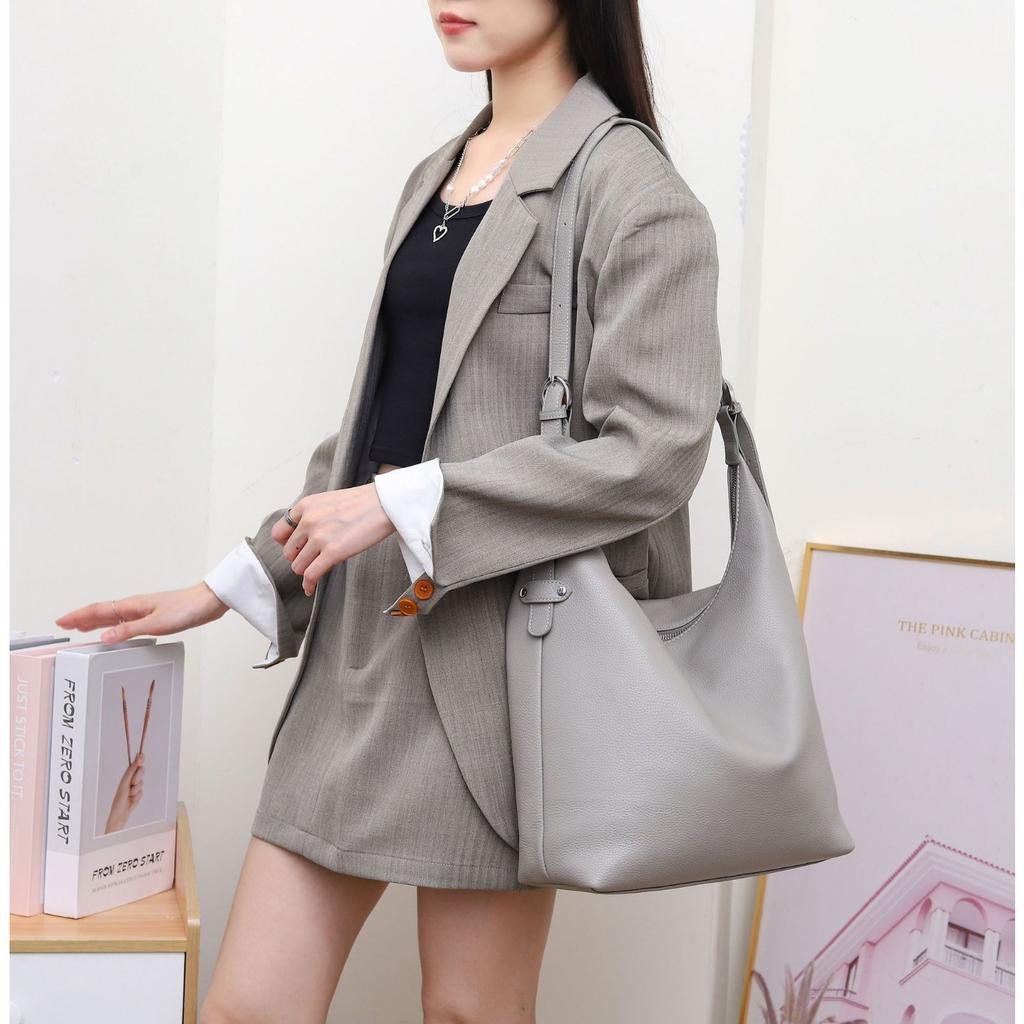 Cowhide Large Bag, Soft Leather Shopping Bag, Popular Fashion Shoulder Messenger, Practical Soft Leather Handbag