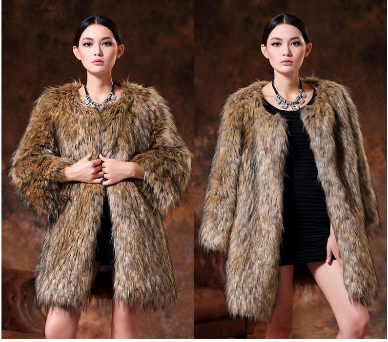 High imitation fur jacket, European, American autumn and winter imitation raccoon hair medium and long version slim-fitting women's fur top