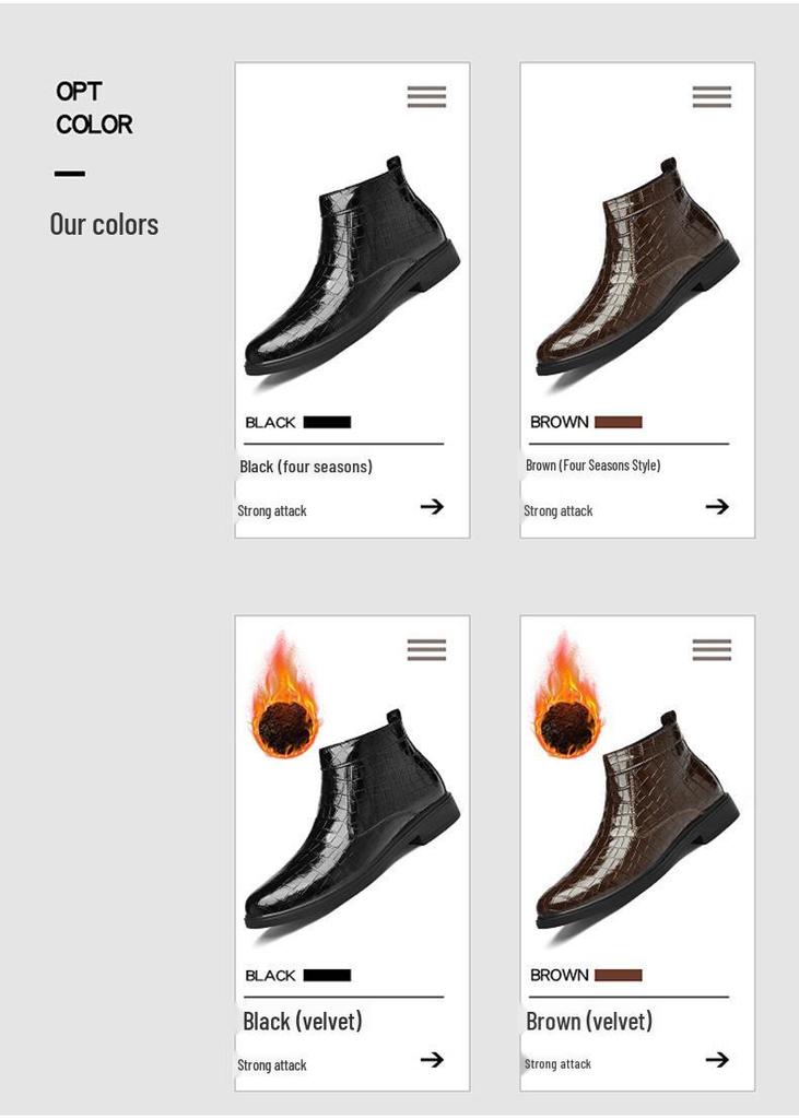 Plus Size 48 Casual Leather Chelsea Boots Men's Pointed Toe British Style