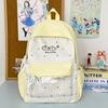 Schoolbag Cute college style schoolbag Female junior high school student Elementary school student Versatile girl Transparent pain bag Backpack Casual