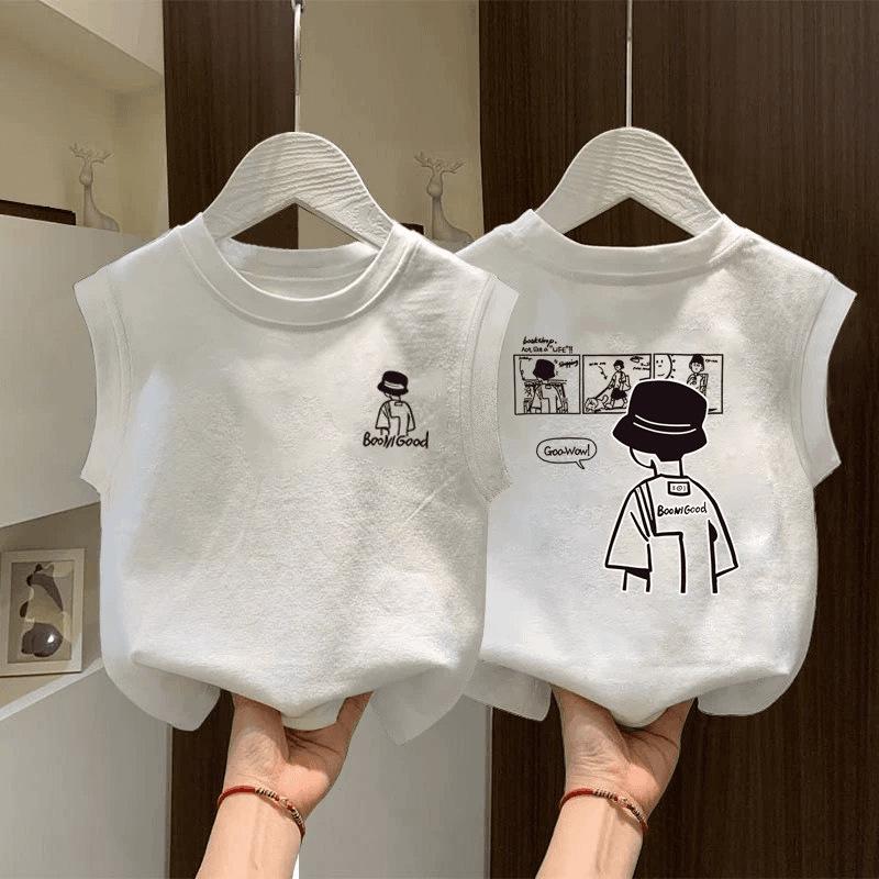 Kids' Trendy Loose White Sleeveless Summer Vest 2026