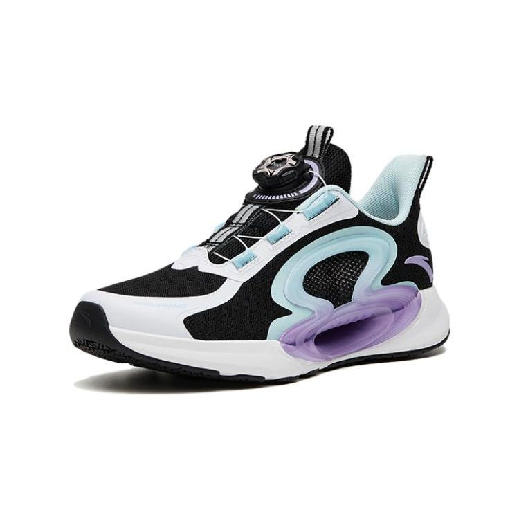 Anta Monthly Slip Resistant Durable Low Top Running Shoes Kids Sneakers White Black Purple 322325518H-5