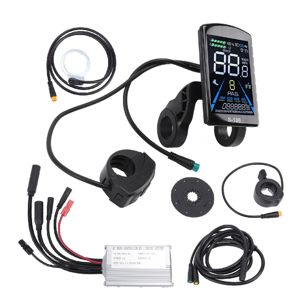 Electric Scooter Conversion Kit 15A Controller Water Resistant S100 Color Display Meter Thumb Throttle Power Assisted