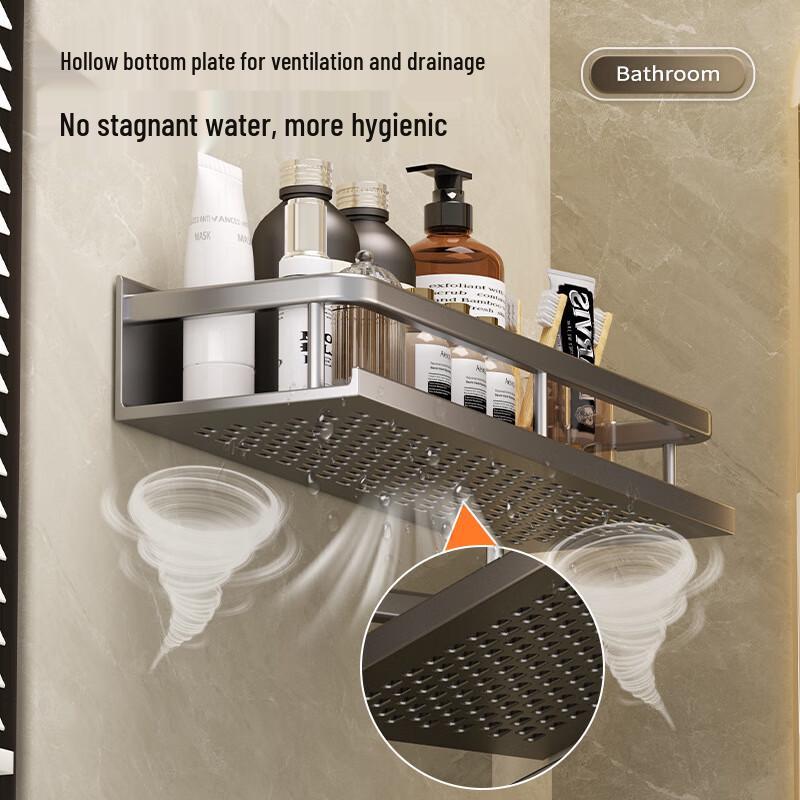 DANLE Punch-Free Aluminum Bathroom Storage Shelf