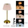 3 Color Lights Small Pleated Table Lamp Touch Control Stepless Dimmable Desk Ambient Light Fabric Shade Cordless