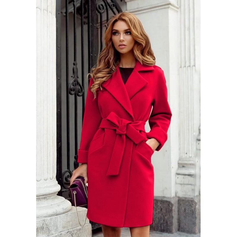 2026 Fall Winter Slim Fit Wool Blend Coat With Belt V-Neck Long Sleeve Women