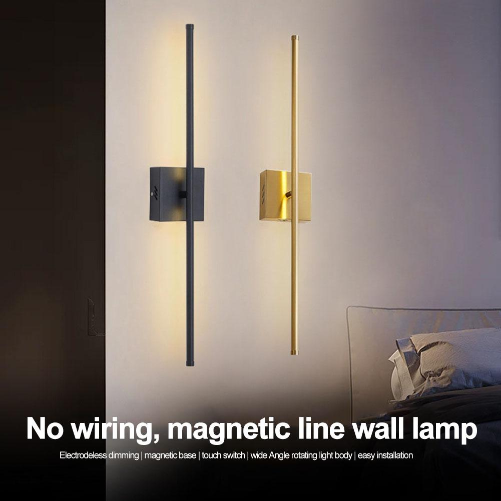 2Pcs Touch/Remote Control Simple Wall Light 350 Degree Rotation Minimalist Metal Wall Light Rechargeable for Living Room Bedroom